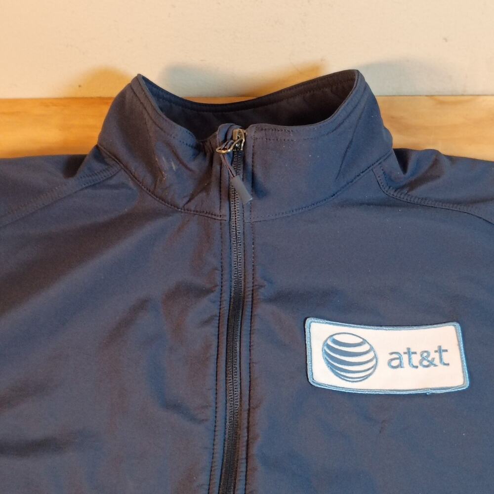 AT&T Mens XL Employee Blue Soft Shell Vest Fleece Lined Workwear Uniform